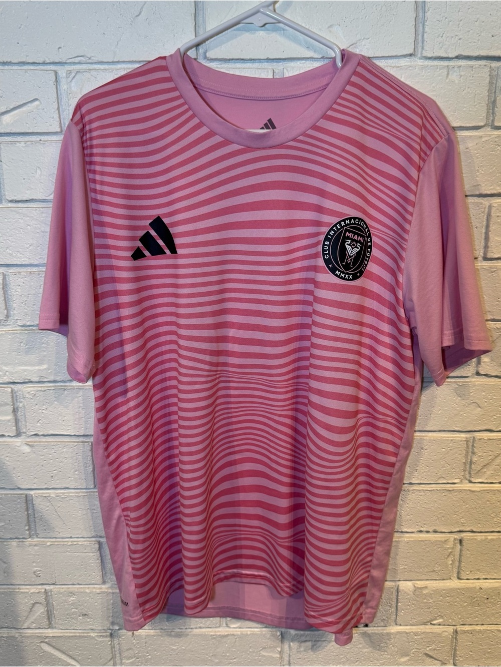 Adidas Miami CF Pink Striped Soccer Jersey Messi 10 Men's L